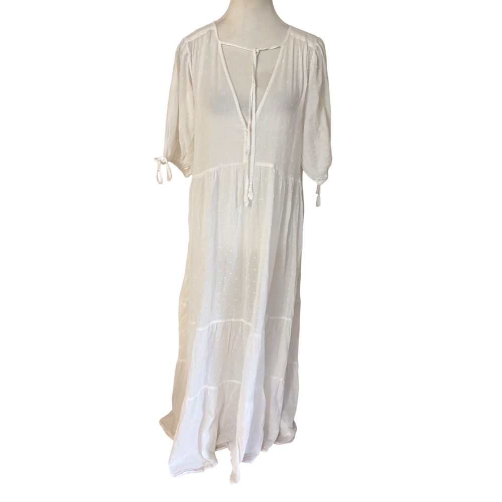 AUGUSTE White Cotton Maxi Dress Boho Cottagecore Size Medium